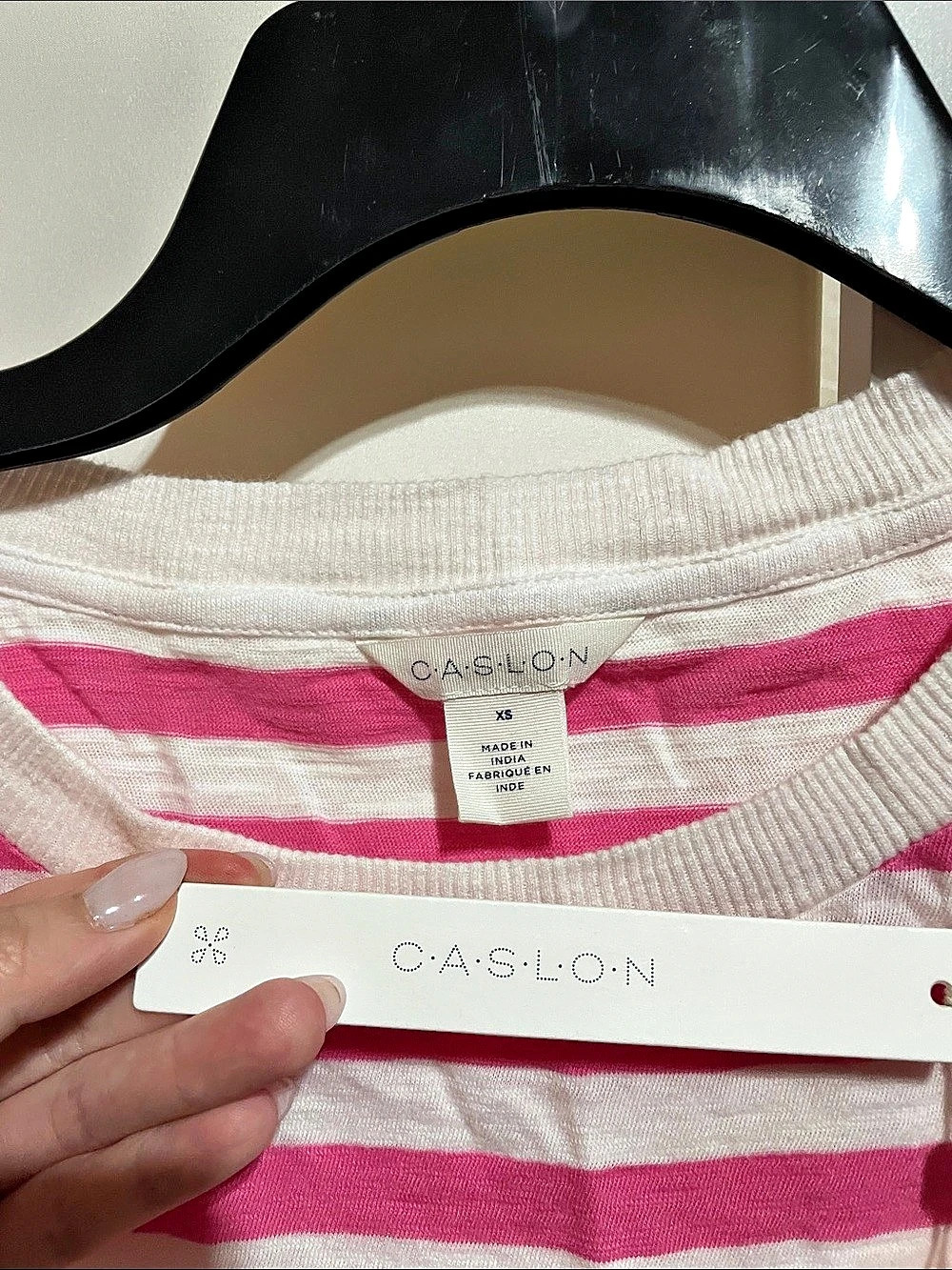 Caslon Striped Short Sleeve Tee in Pink & White Size 3X NWT - Picture 2 of 2